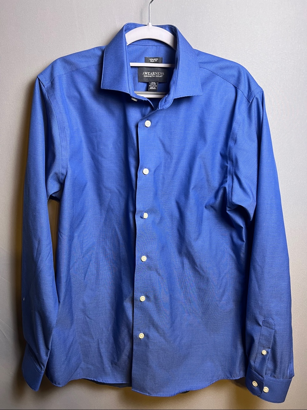 Kenneth Cole AWEARNESS Men's Blue Dress Shirt 15.5 Button Down NWOT